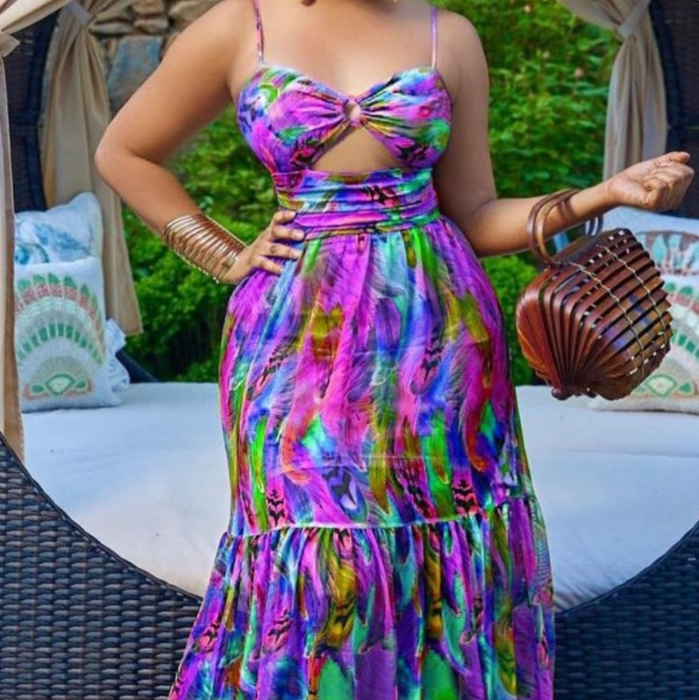 Purple multi maxi dress